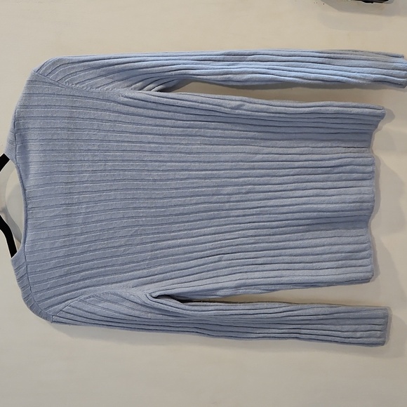 Theory Light Blue Ribbed V-Neck Cashmere Sweater S - Picture 7 of 7
